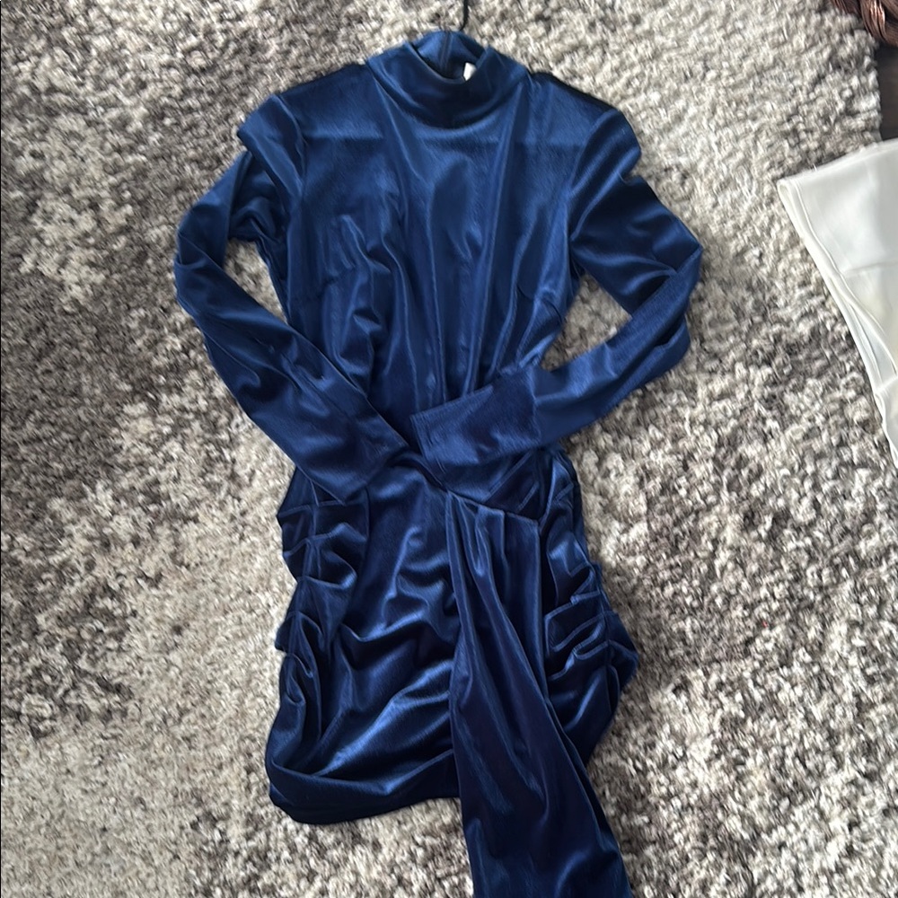 Ronny Kobo Elegant Blue Velvet Dress